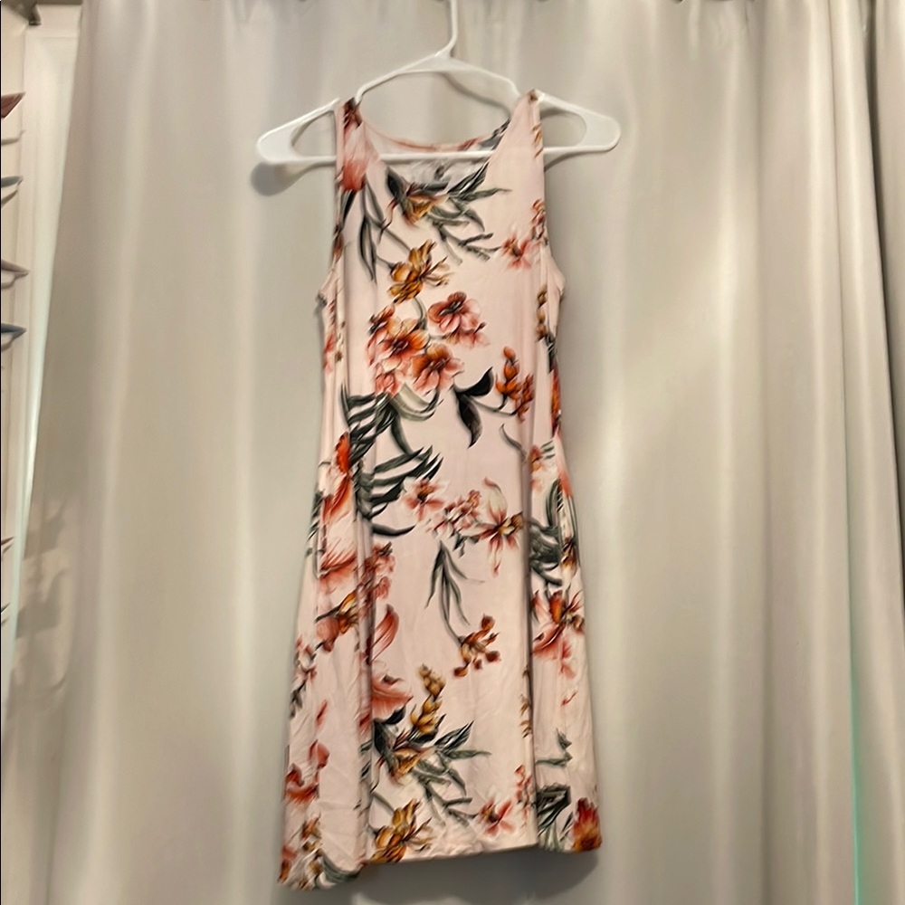 Floral Sleeveless Dress - Pink and Orange
